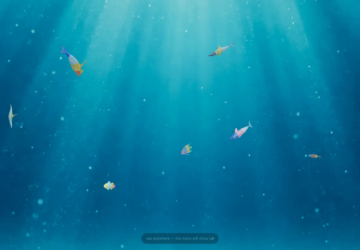 The aquarium on a tablet, landscape